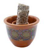 Ciotola per fumigazione in ceramica Fiore della Vita 9 cm