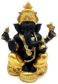 Statua in resina Ganesh Nero / Oro 13 cm