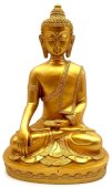 Statua di Buddha in resina Meditazione in oro 28 cm