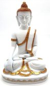 Statua di Buddha in resina bianca/oro 28 cm