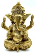 Statua Ganesh in resina dorata 13 cm