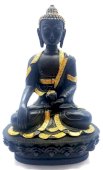 Statua di Buddha in resina e ciotola nera 28 cm