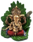 Statua Ganesh in Resina su Foglia 11cm
