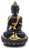 Statua di Buddha in resina e ciotola nera 20 cm