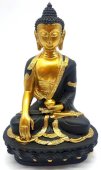 Statua e ciotola di Buddha in resina Nero / Oro 20 cm