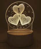 Luce notturna USB in plastica "Ti amo", 12 cm