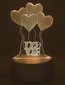 Luce notturna USB, plastica, cuori, 14 cm