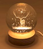 Luce notturna USB in vetro a forma di cervo da 9 cm