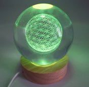 Luce notturna USB in vetro multicolore a forma di fiore della vita da 9 cm