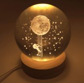 Luce notturna USB in vetro Lunar Escapade da 9 cm