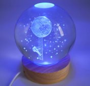 Luce notturna USB, vetro, Lunar Escape, multicolore, 9 cm