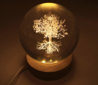 Luce notturna USB in vetro Albero della vita 9 cm