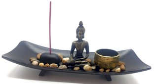 Buddha increspato del giardino zen 26 cm