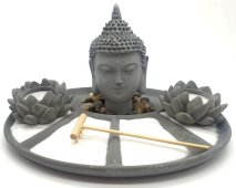 Testa di Buddha del giardino zen 28 cm